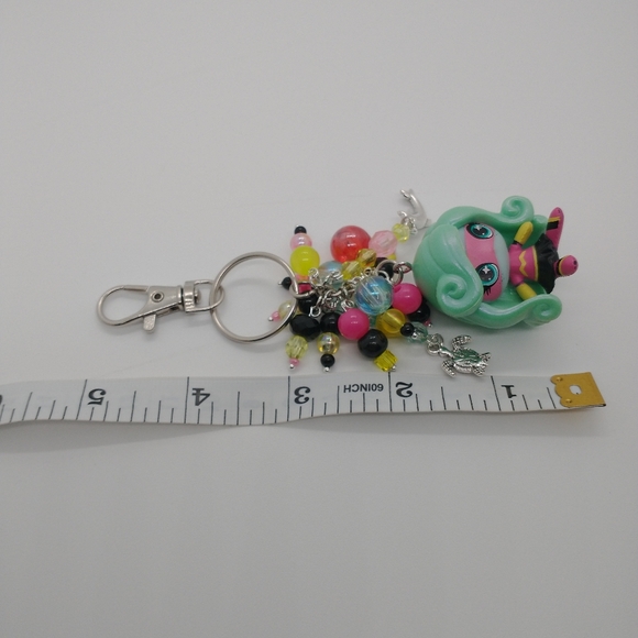 Lagoona Blue Monster High Purse Charm Keychain Handmade Power Mini Figure OOAK - Picture 10 of 10